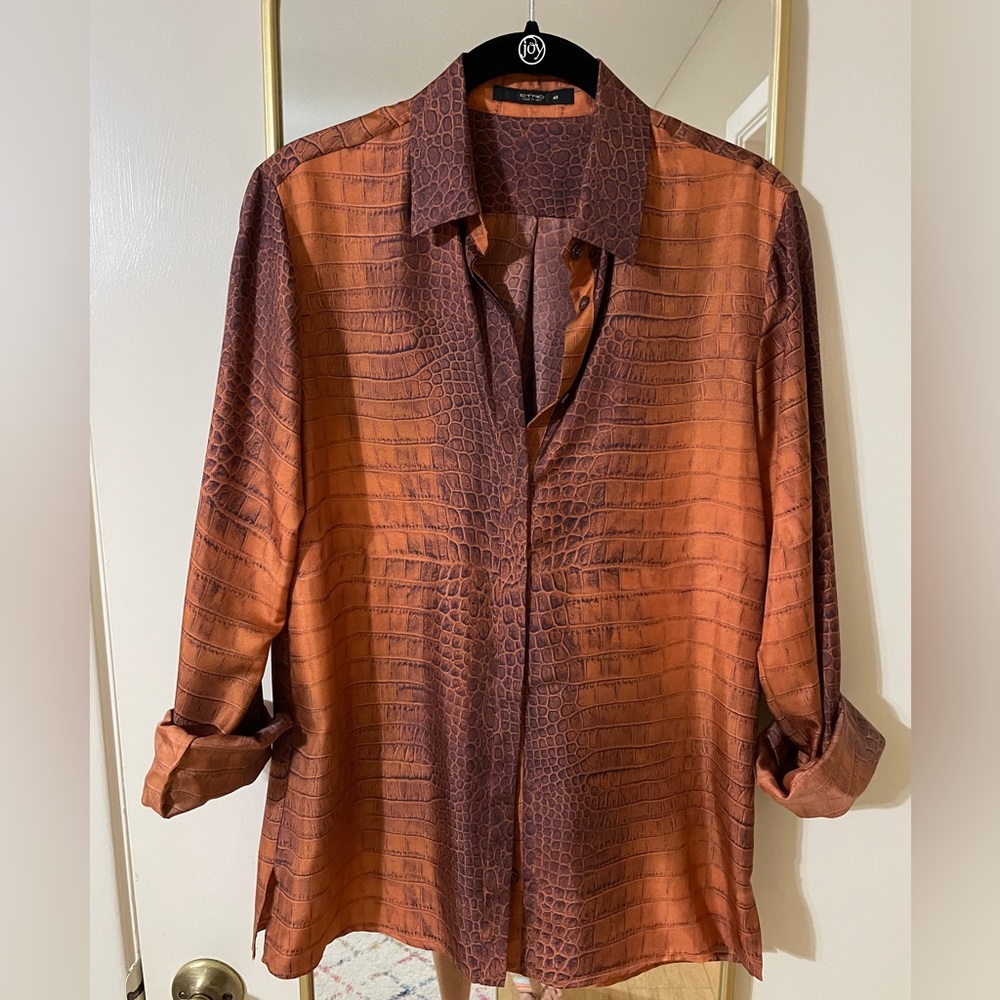 Etro Women’s Blouse Animal Print - 100% silk - Like New